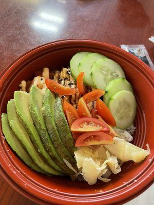 A pre made tuna poke bowl I got in the cafeteria!