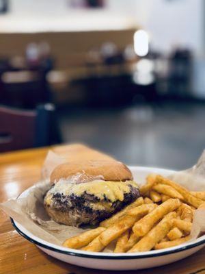 Oklahoma onion burger: locally sourced beef and buns