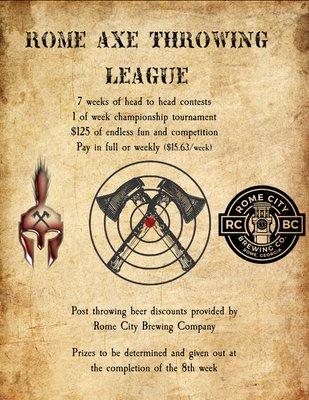 Rome Axe Throwing has Weekly leagues!!