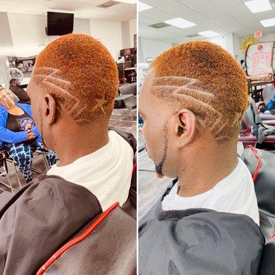 Taper fade with design freestyle