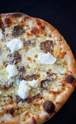 The 'Vampire Slayer' with house-made meatballs & fresh ricotta cheese! Hand tossed NY-style pizza is our specialty!