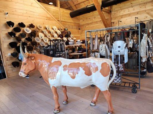 Gift shop with novelty cow