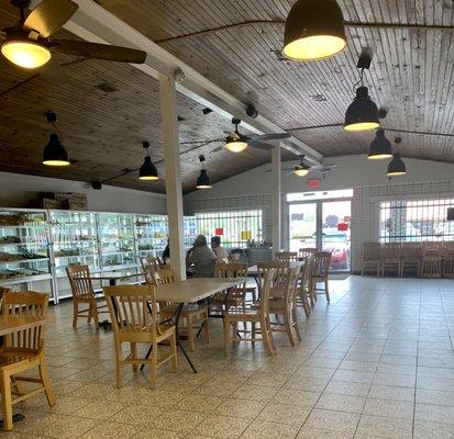 Dining area and fresh Mexican bread display