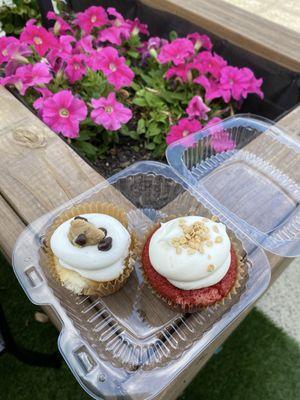 Cookie Dough and Red Velvet cupcake