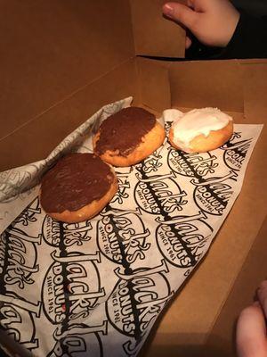 Chocolate rolls and strawberry filled - what's left of the staff box.