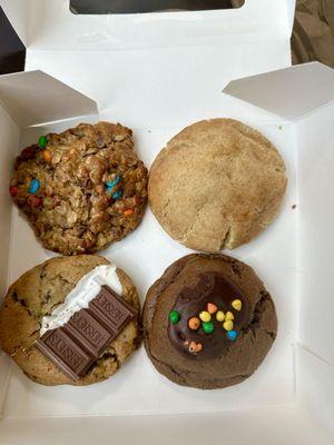 Monster, Snickerdoodle, s'mores, Cosmic Brownie