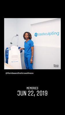 Ready for her Coolsculpting patient.