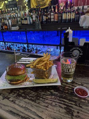 Delicious burger and fries