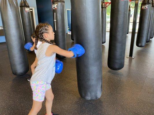 Gabby working on her boxing technique.