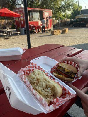 Kraut Dog and Tommy's Double Burger