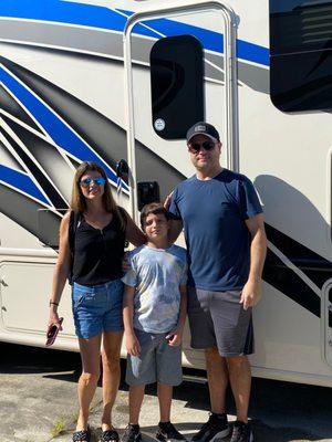 The Arquette's in one of our Ace 32.3 Class A Motorhomes.