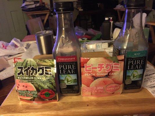 Japanese Gummy Candy is quite Good but the quantity is too small. Pure Leaf Teas taste Great but the "Sweet" is my favorite flavor...:)!!