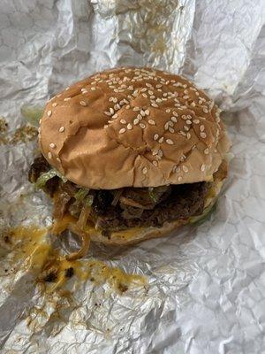 Burger with added grilled onions