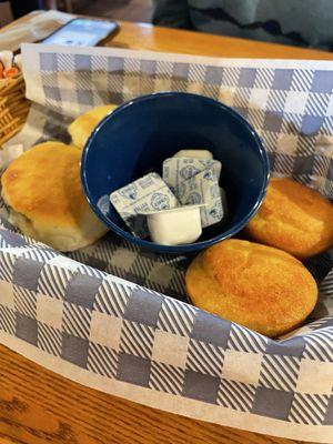 Biscuits and cornbread muffins