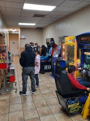 Arcade, Game Center, Restrooms.