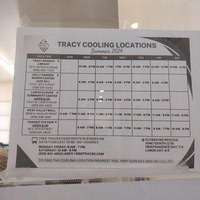 Tracy cooling locations