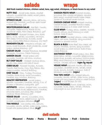 Salad & Wrap Menu