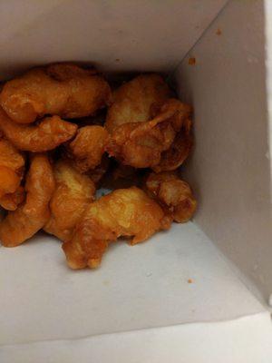 Really dry overcooked sweet and sour chicken.