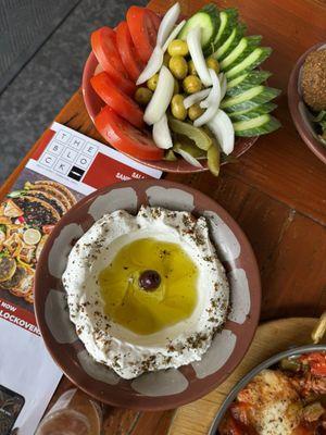 Labneh Dip & plate of pickles/olives