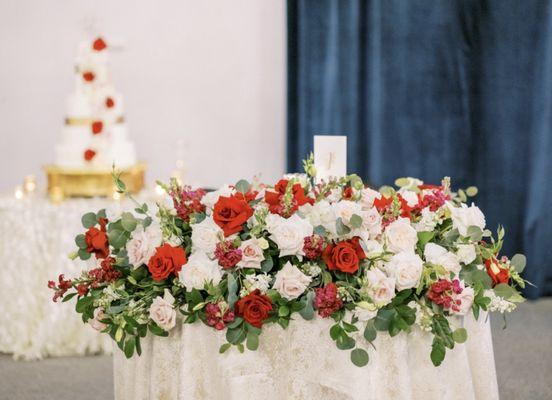 Head table, cake table