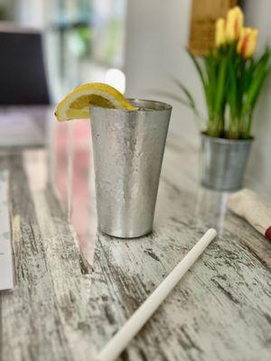 Who serves cold drinks in a metal cup anymore  I love this place !