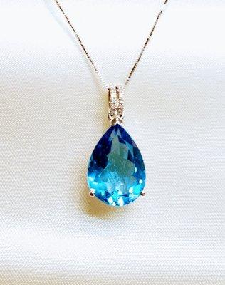 Blue Topaz and Diamond Pendant