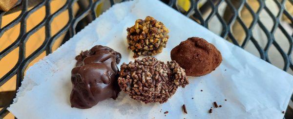 Cayenne-Tequila, Espresso, Peanut Butter & Dark chocolate truffles