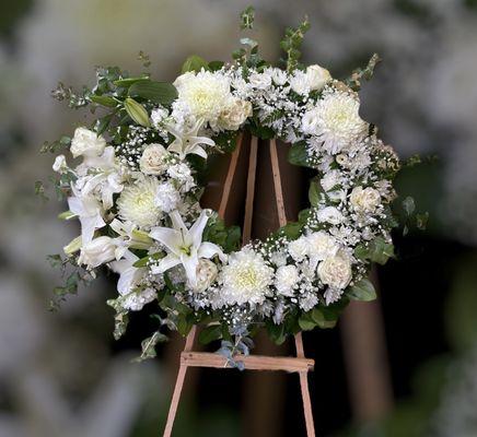 White funeral wreath