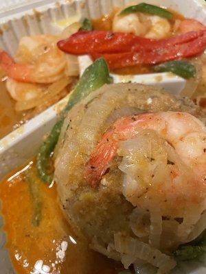 Mofongo con Camarones al Ajillo