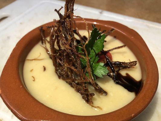 Crema de Malanga y Vaca Frita