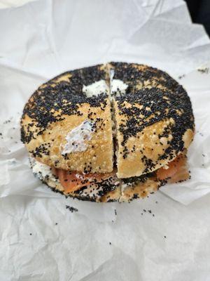 Lox bagel on poppyseed