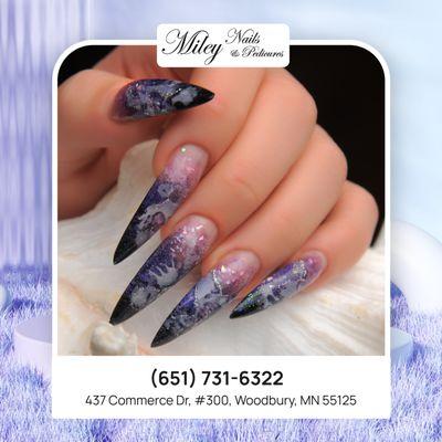 Mysterious and captivating purple, perfect for a bold style! Visit Miley Nails & Pedicures to try it now!