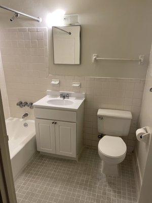 just moved in, bathroom is sparkling