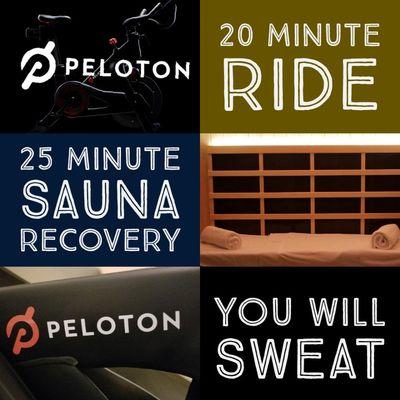 The Accelerator Package  
Private spin session with our Peloton Bike. Then a 25min recovery sweat session. Limited Sessions available.