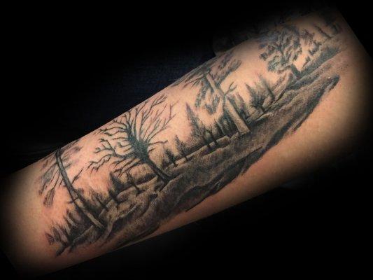 Forest Scene on Forearm