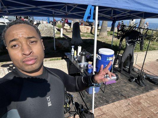 Setup at the Casino Point Dive Park preparing to get certified!