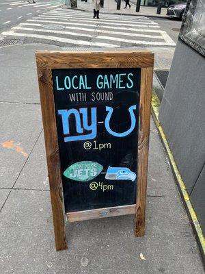 Outside game sign