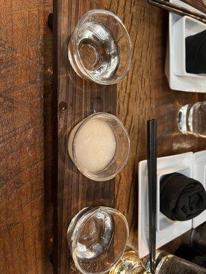 Sake flight  we liked the "hot sokudo something" and the pearl filtered