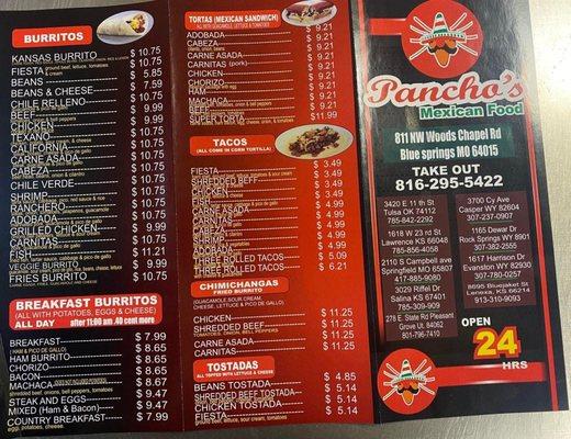 Menu - Pancho's