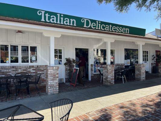 The entrance and outdoor seating