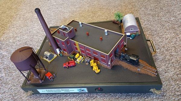 A 11"x14"  diorama built from mainly Walthers structure kits