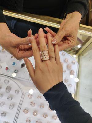 Trying on rings!