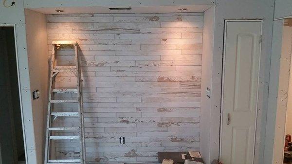 Wood look wall tile Installation