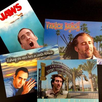 Look at these gorg Nic Cage postcards!  Only found here!