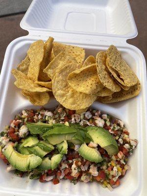 Yum - shrimp ceviche with mango in it