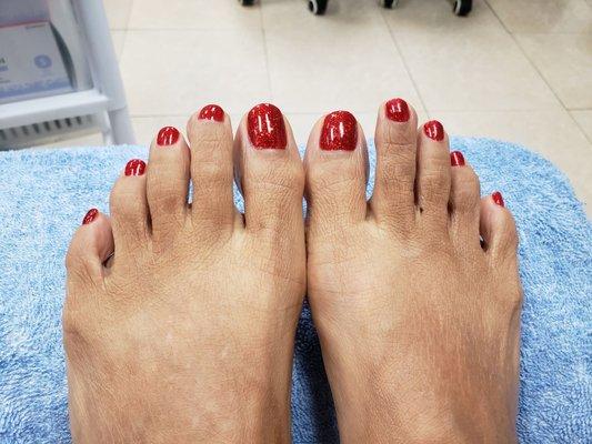 Gel pedicure - Dorothy's red ruby slippers