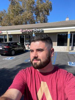 Barbershop store front and my new haircut