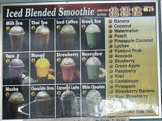 Smoothie Menu