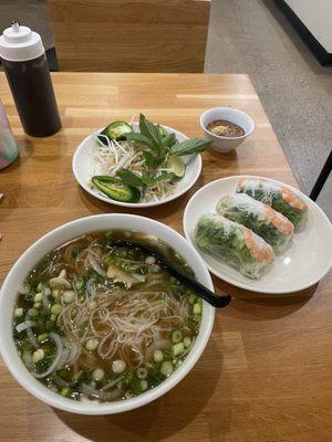 Chicken Pho with fresh spring rolls and peanut sauce = DELICIOUSNESS!!!