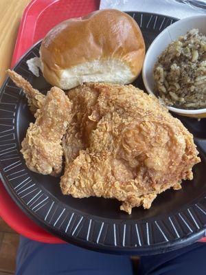 Fried chicken breast and wing